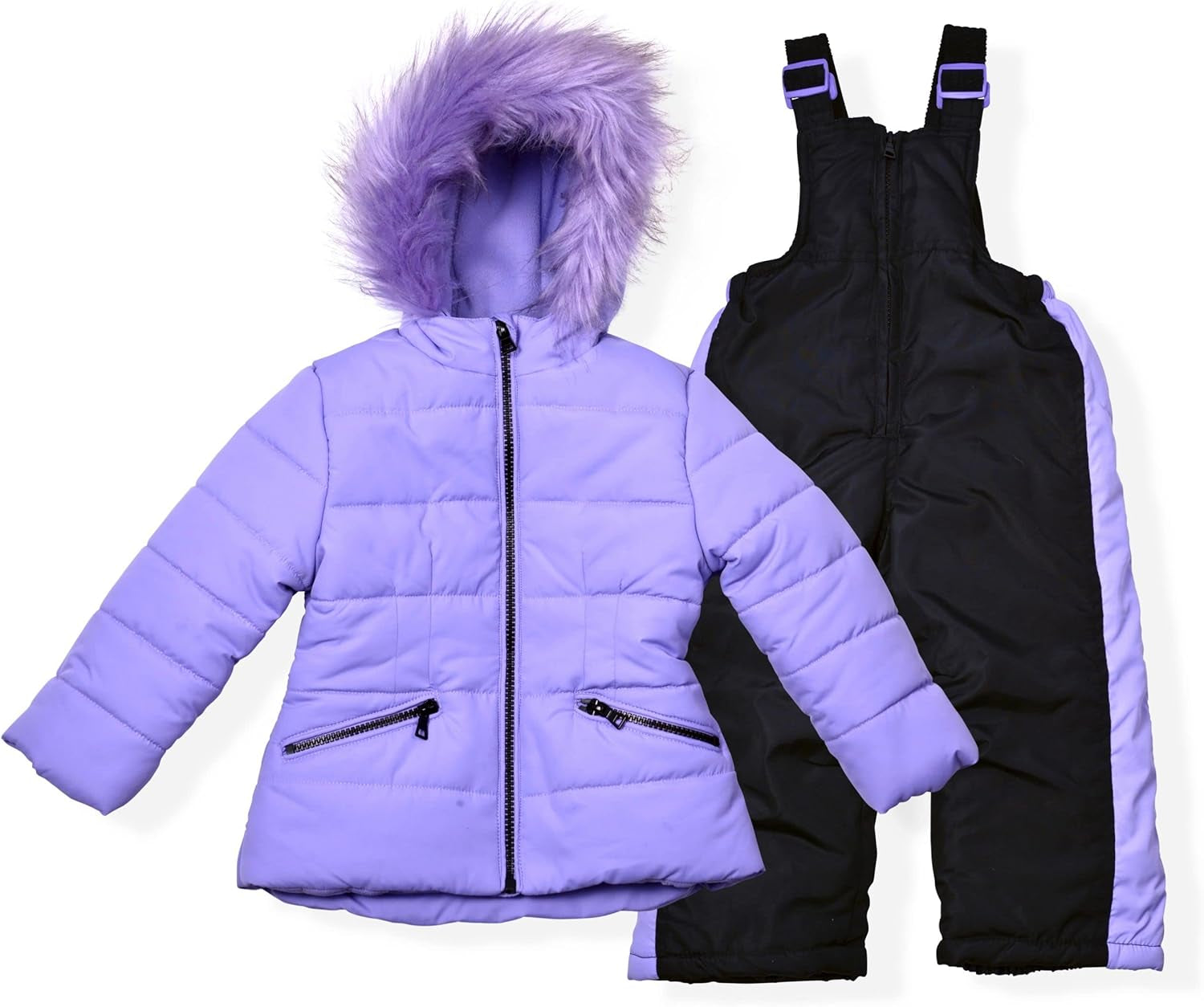 Little Girls Bib Snow Pants and Ski Jacket Water-Resistant