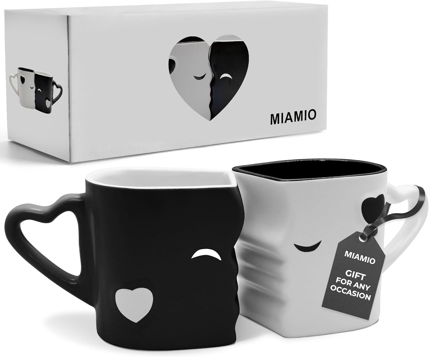 - Coffee Mugs/Kissing Mugs Set Ceramic with Gift Box (Red)