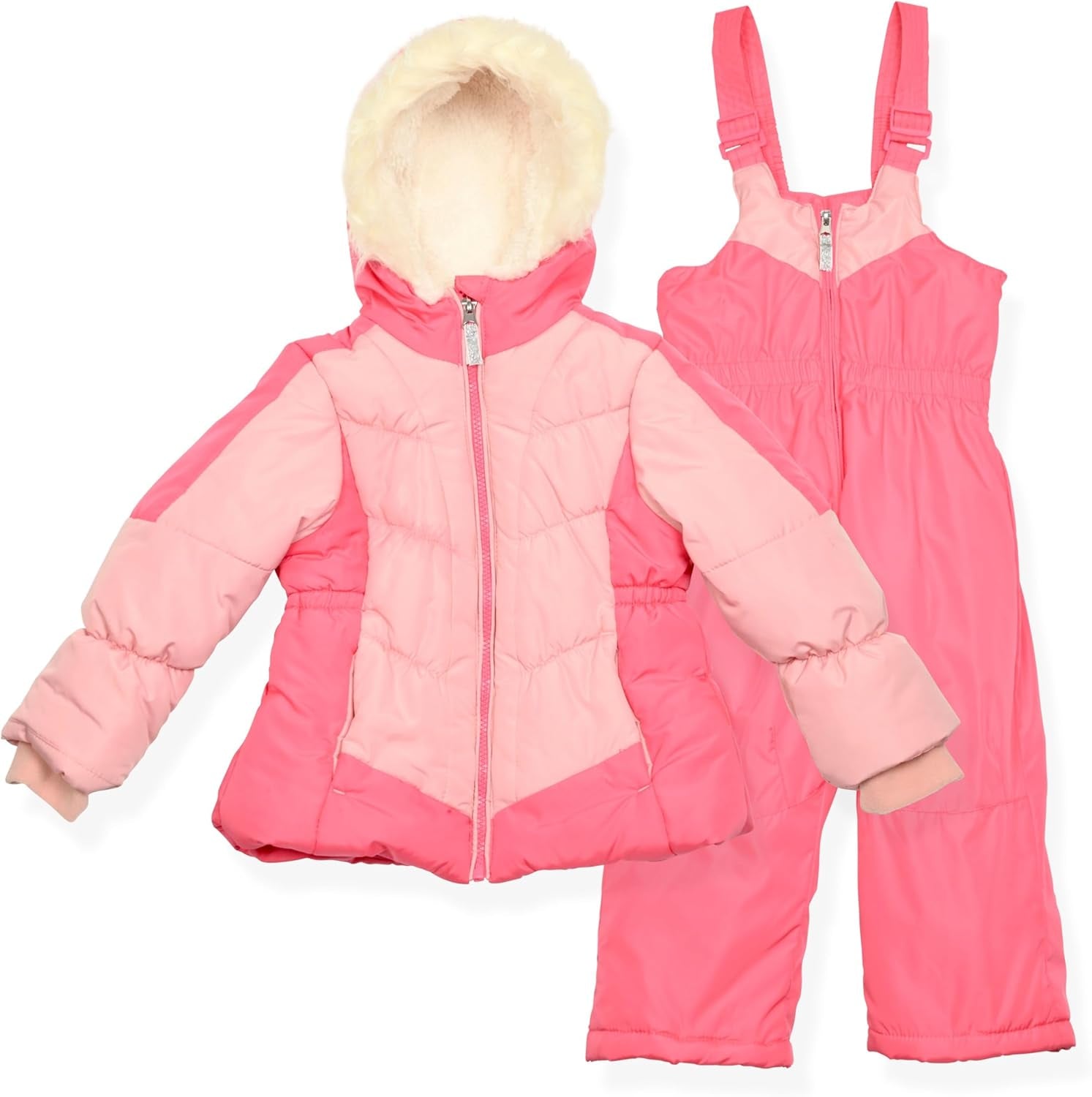 Little Girls Bib Snow Pants and Ski Jacket Water-Resistant