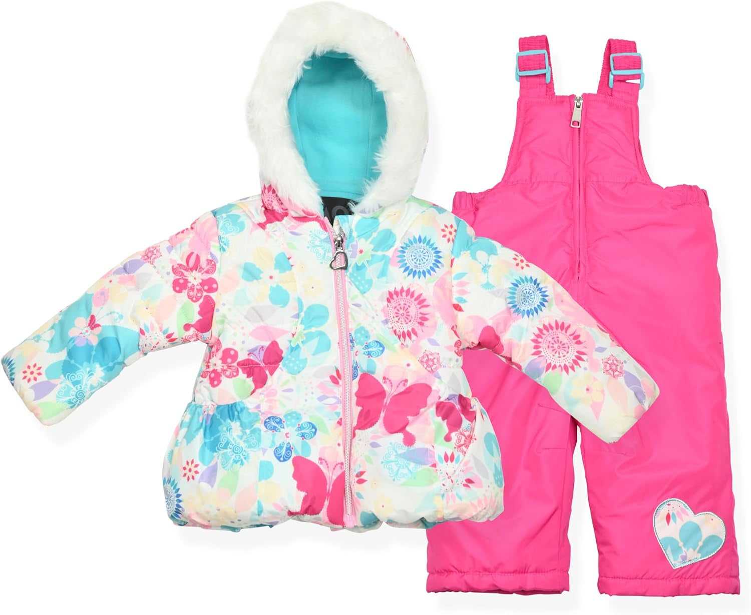 Little Girls Bib Snow Pants and Ski Jacket Water-Resistant