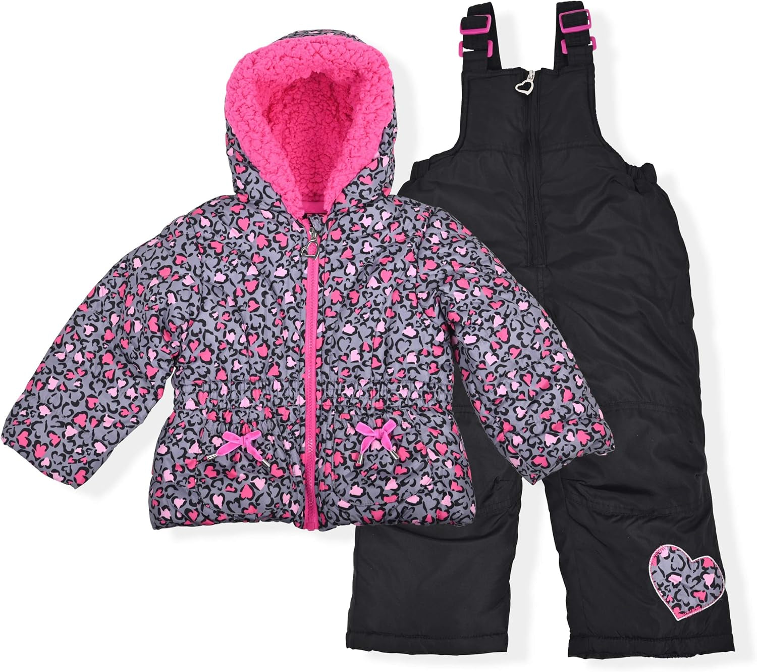 Little Girls Bib Snow Pants and Ski Jacket Water-Resistant