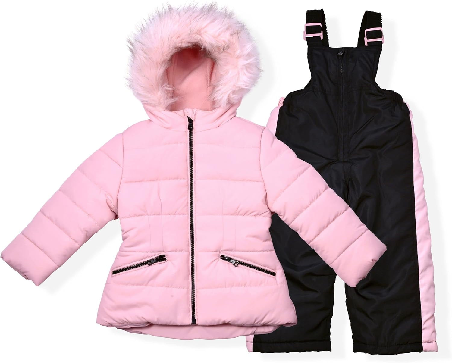Little Girls Bib Snow Pants and Ski Jacket Water-Resistant