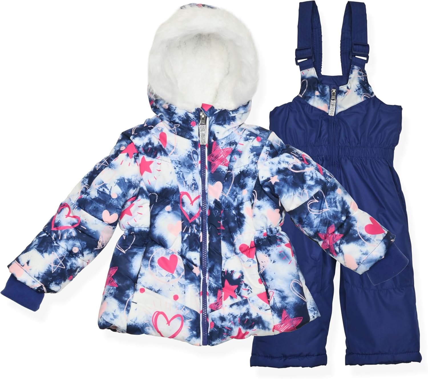 Little Girls Bib Snow Pants and Ski Jacket Water-Resistant