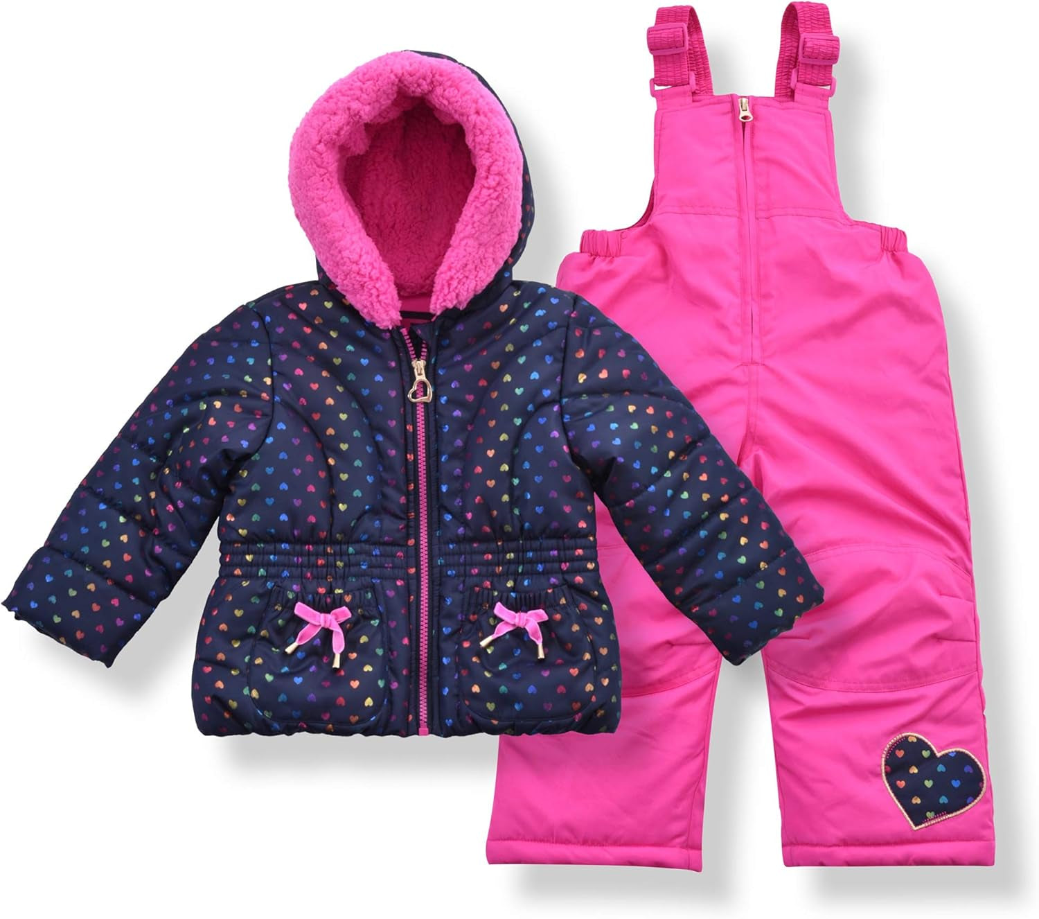 Little Girls Bib Snow Pants and Ski Jacket Water-Resistant