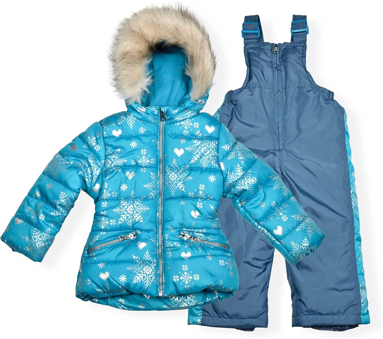 Little Girls Bib Snow Pants and Ski Jacket Water-Resistant