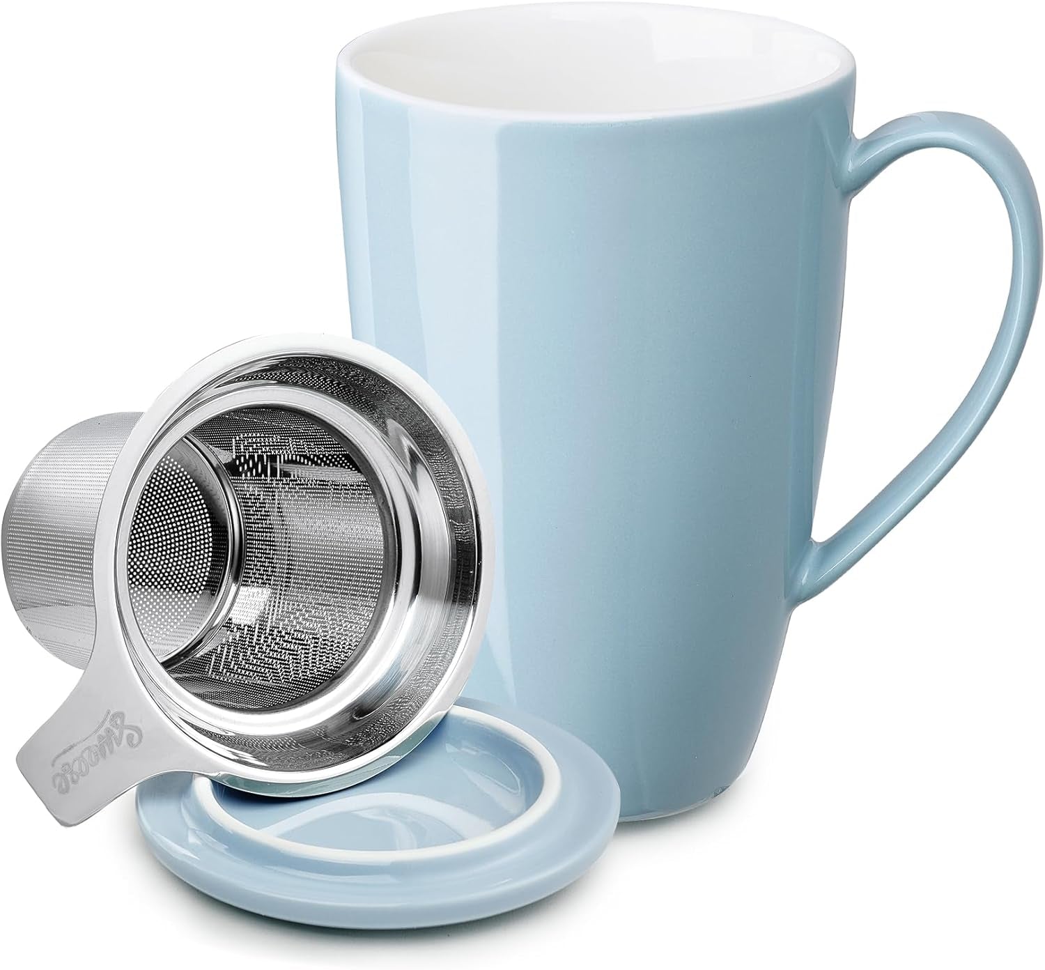 15 OZ Porcelain Tea Mug with Infuser and Lid