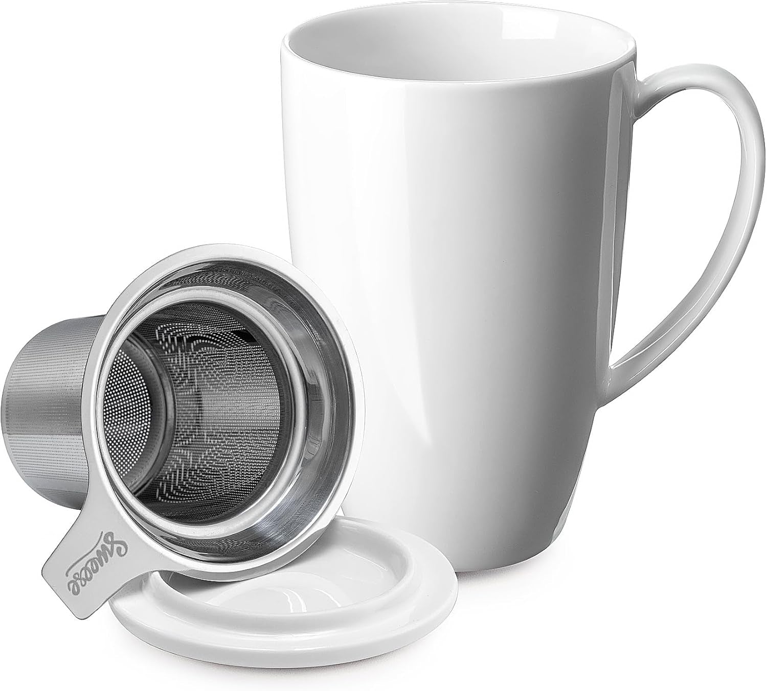 15 OZ Porcelain Tea Mug with Infuser and Lid