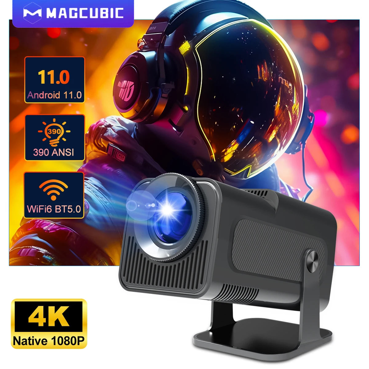 4K Android 11 Projector Native 1080P