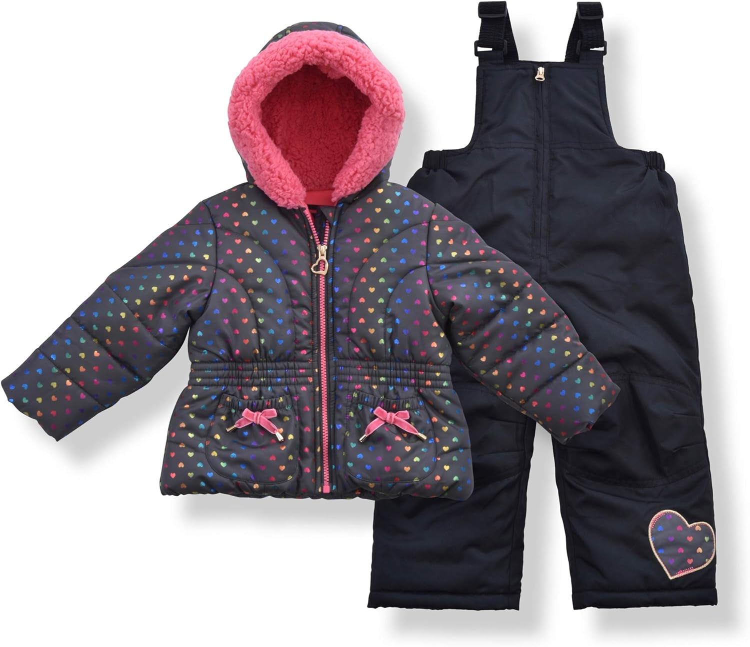 Little Girls Bib Snow Pants and Ski Jacket Water-Resistant