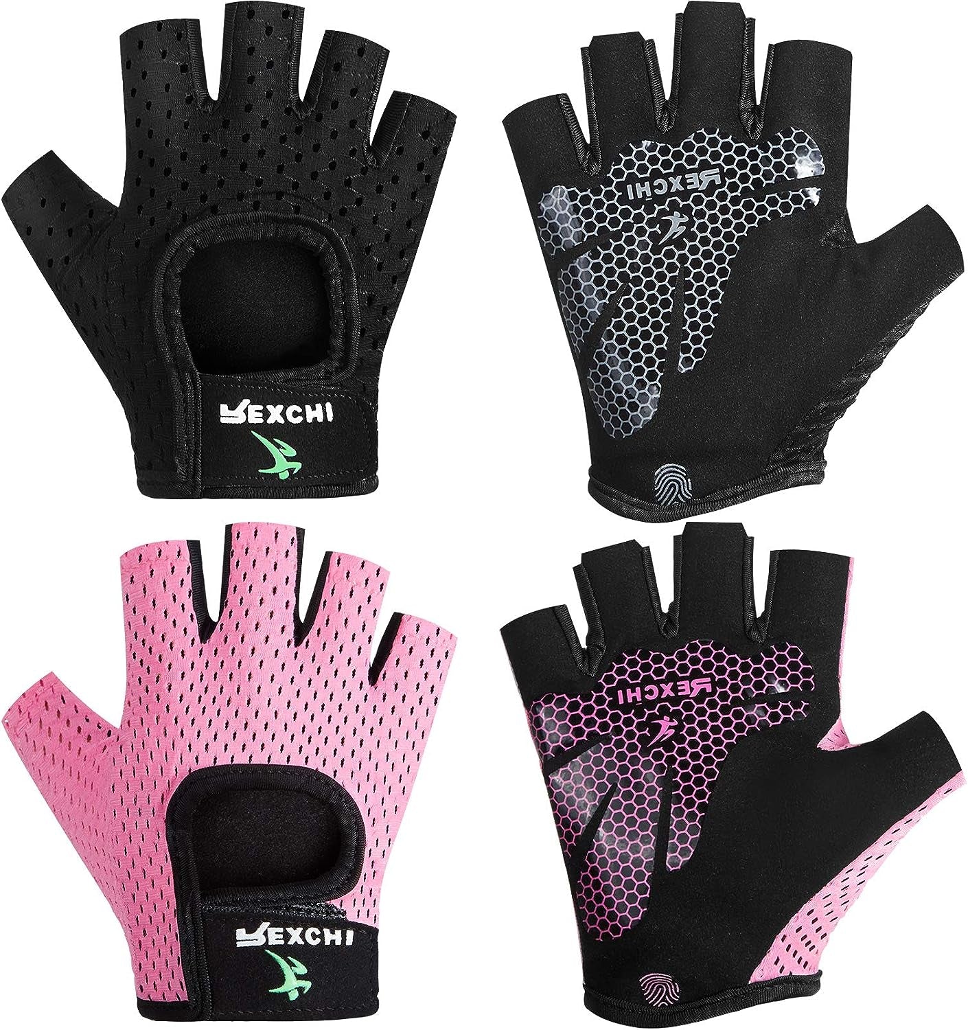 2 Pairs Workout Gloves Adjustable Weight Lifting Gym Exercise 