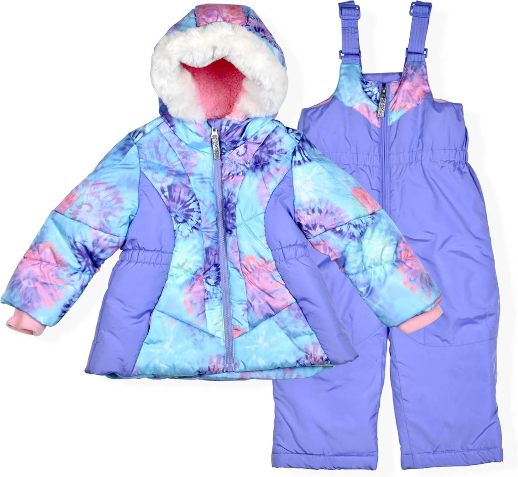 Little Girls Bib Snow Pants and Ski Jacket Water-Resistant