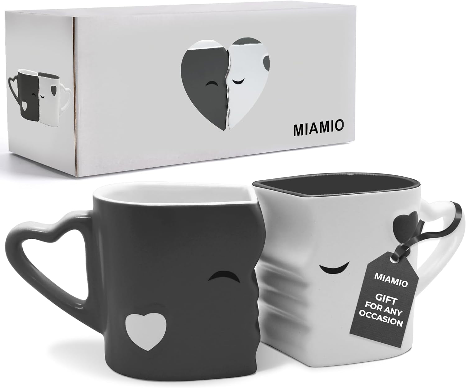 - Coffee Mugs/Kissing Mugs Set Ceramic with Gift Box (Red)