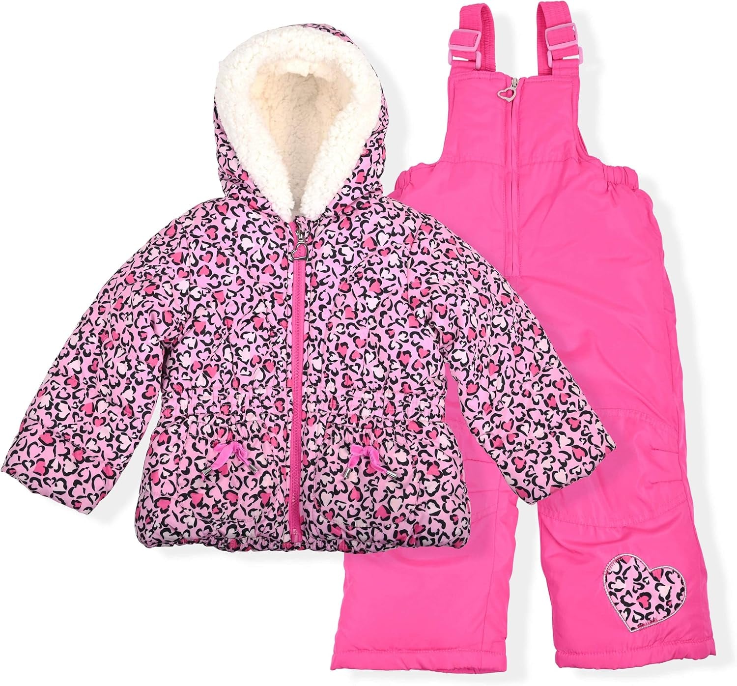 Little Girls Bib Snow Pants and Ski Jacket Water-Resistant