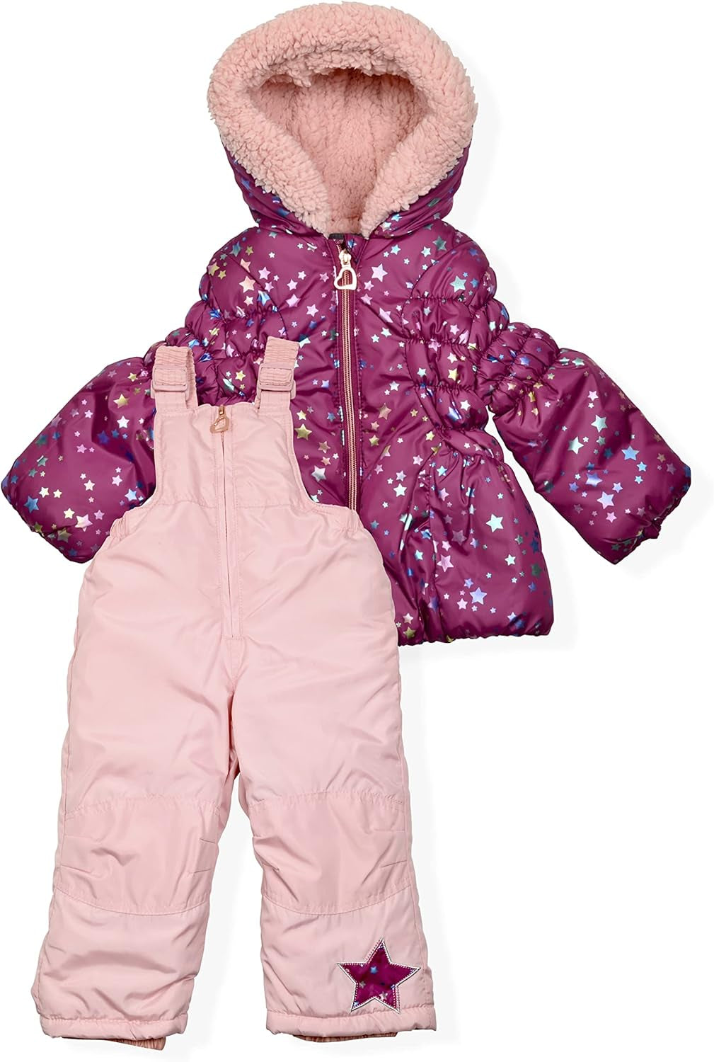 Little Girls Bib Snow Pants and Ski Jacket Water-Resistant