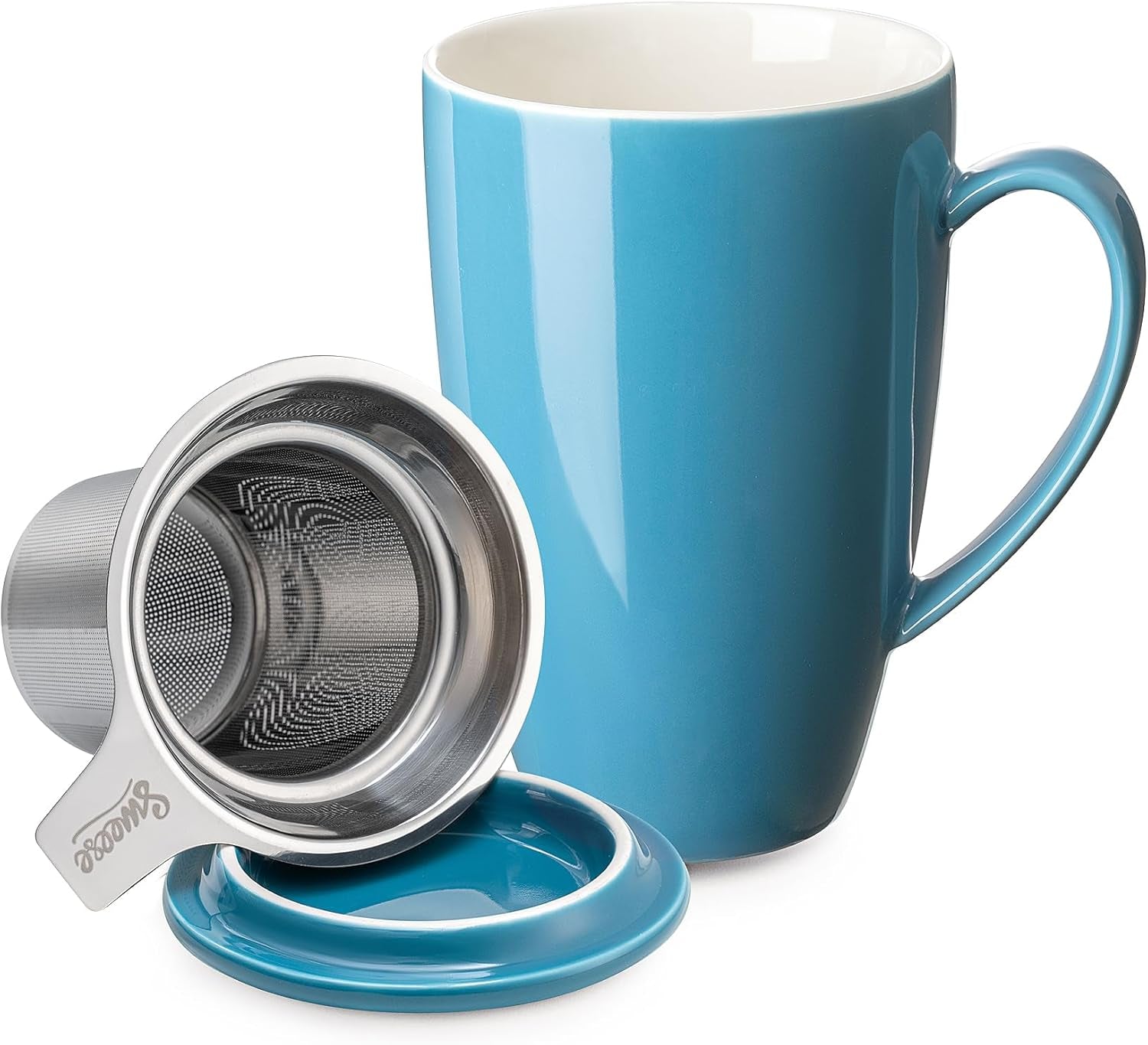 15 OZ Porcelain Tea Mug with Infuser and Lid