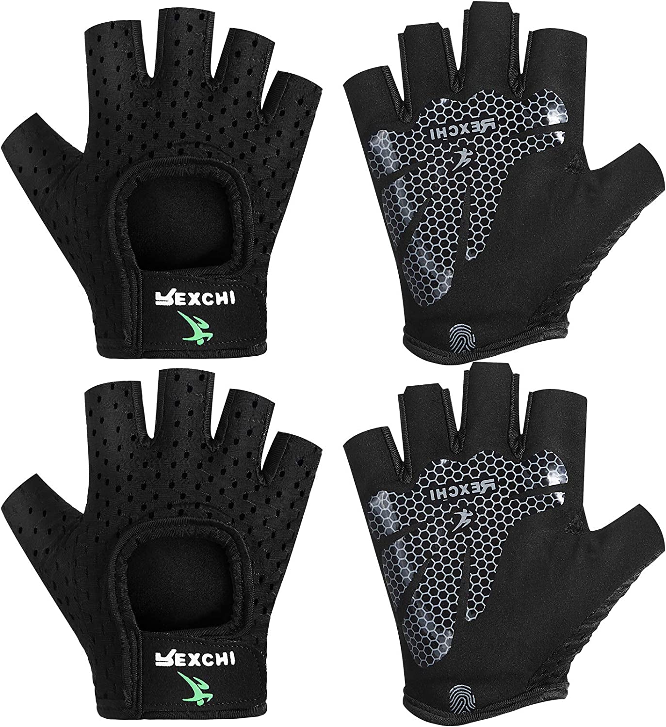 2 Pairs Workout Gloves Adjustable Weight Lifting Gym Exercise 