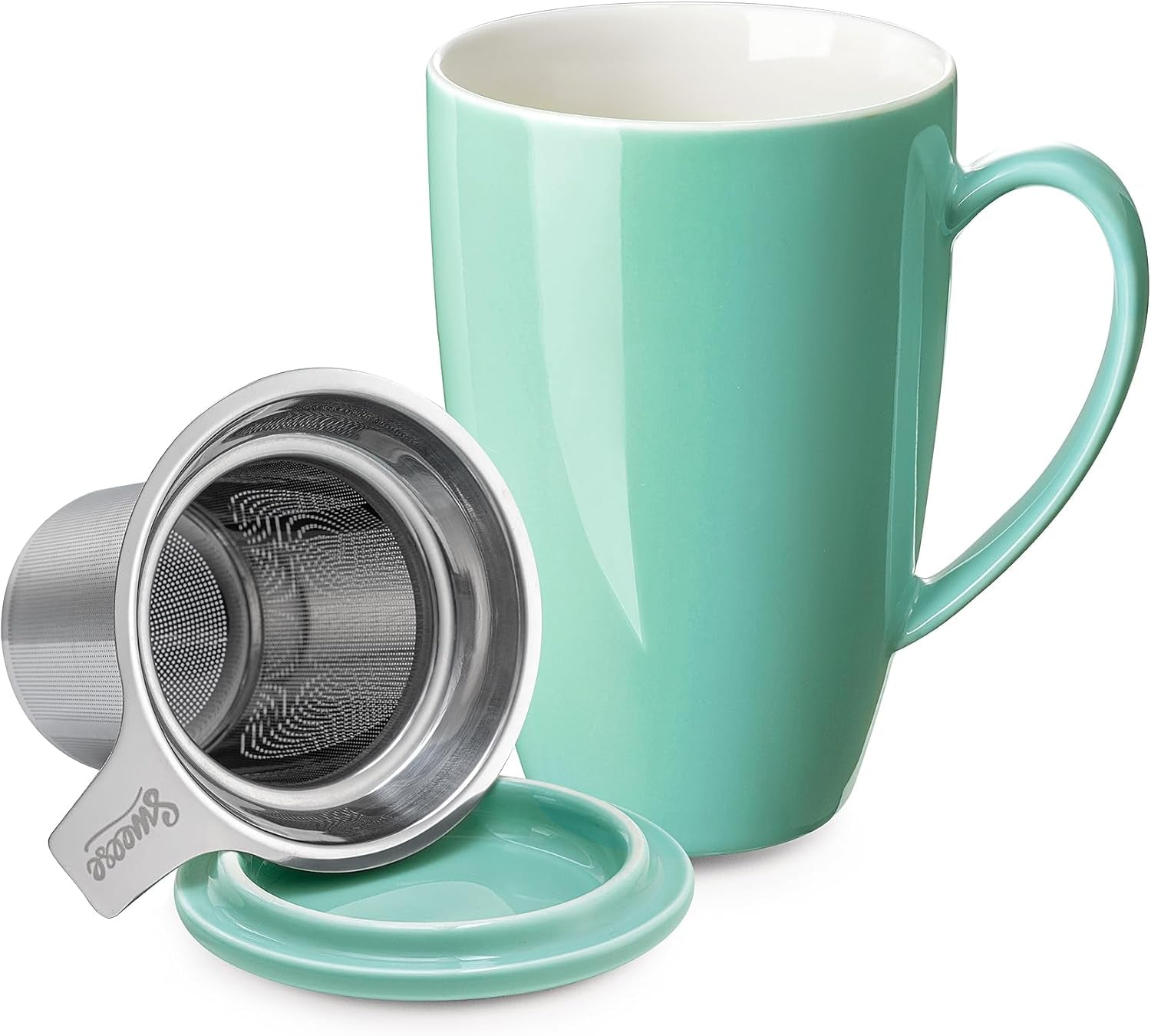 15 OZ Porcelain Tea Mug with Infuser and Lid