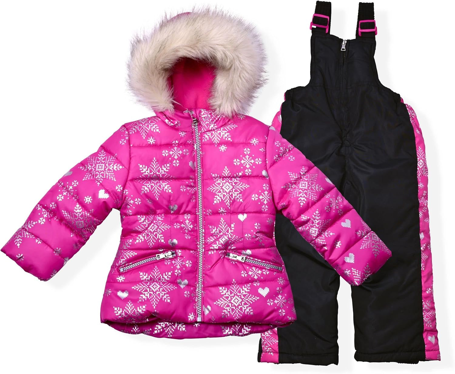 Little Girls Bib Snow Pants and Ski Jacket Water-Resistant