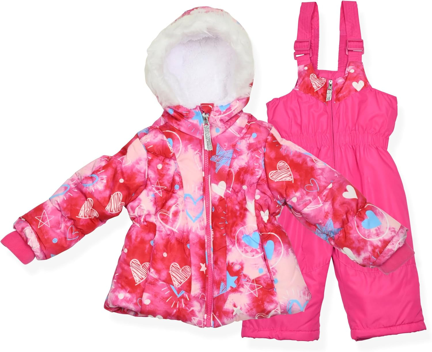Little Girls Bib Snow Pants and Ski Jacket Water-Resistant