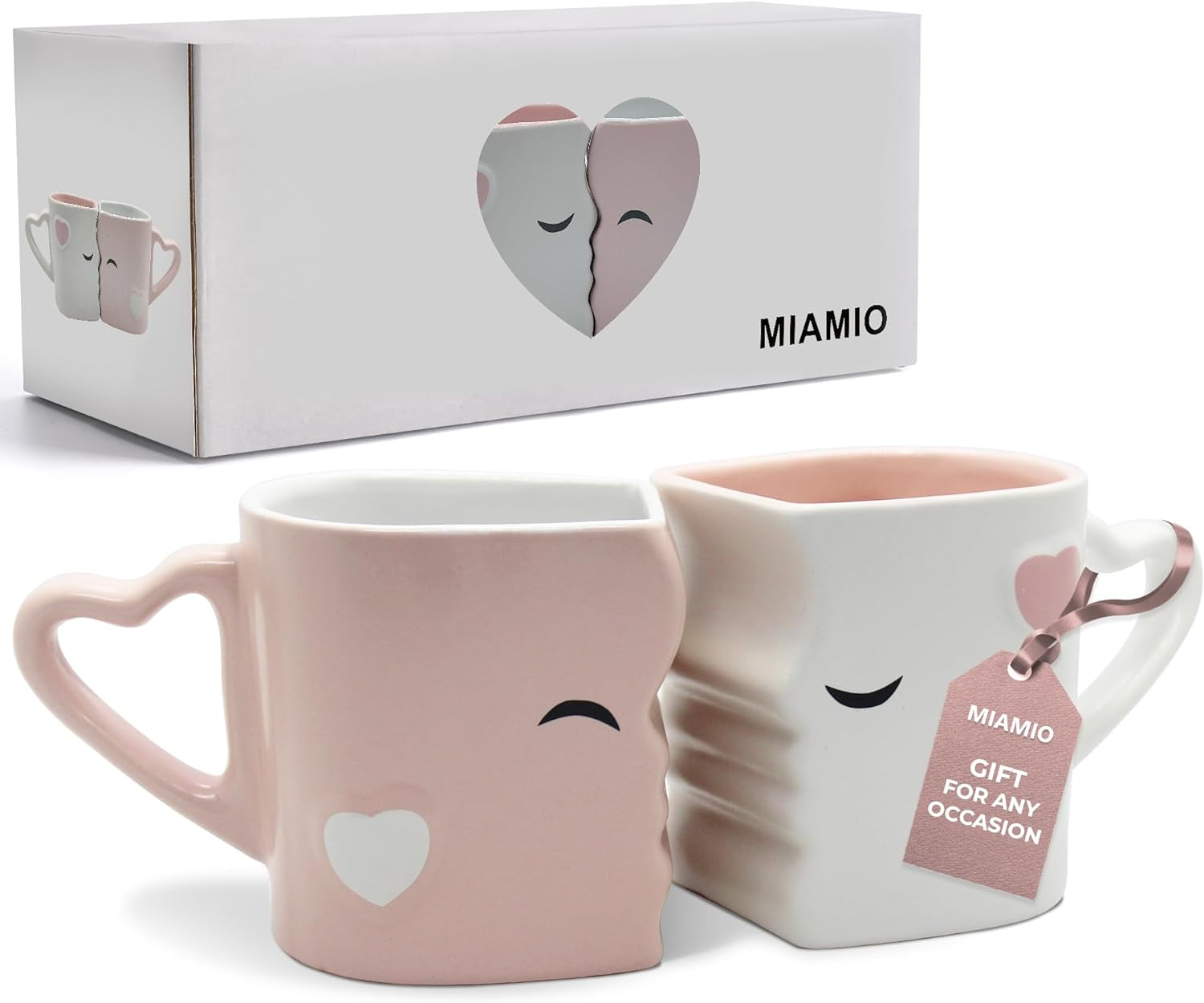 - Coffee Mugs/Kissing Mugs Set Ceramic with Gift Box (Red)