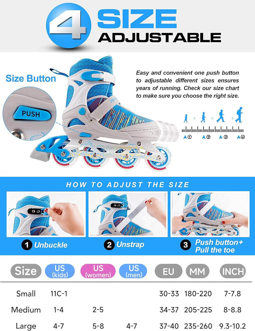 Skates for Boys and Girls with Full Light up Wheels