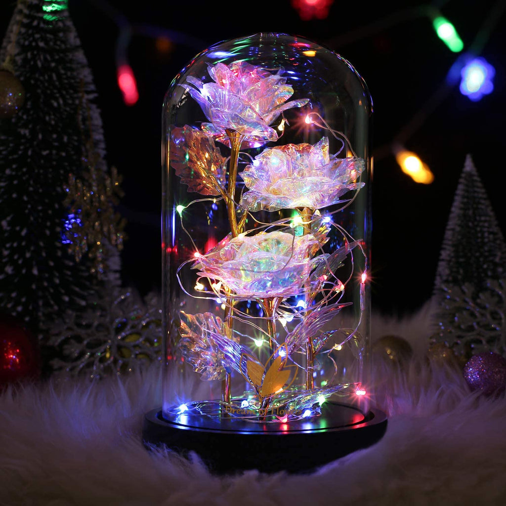 Beauty and the Beast Rose Gifts for Women,Colorful Rainbow 