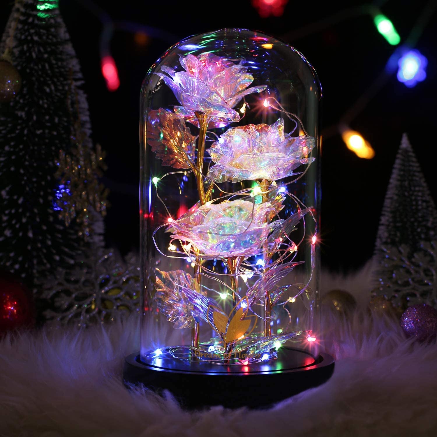 Beauty and the Beast Rose Gifts for Women,Colorful Rainbow 