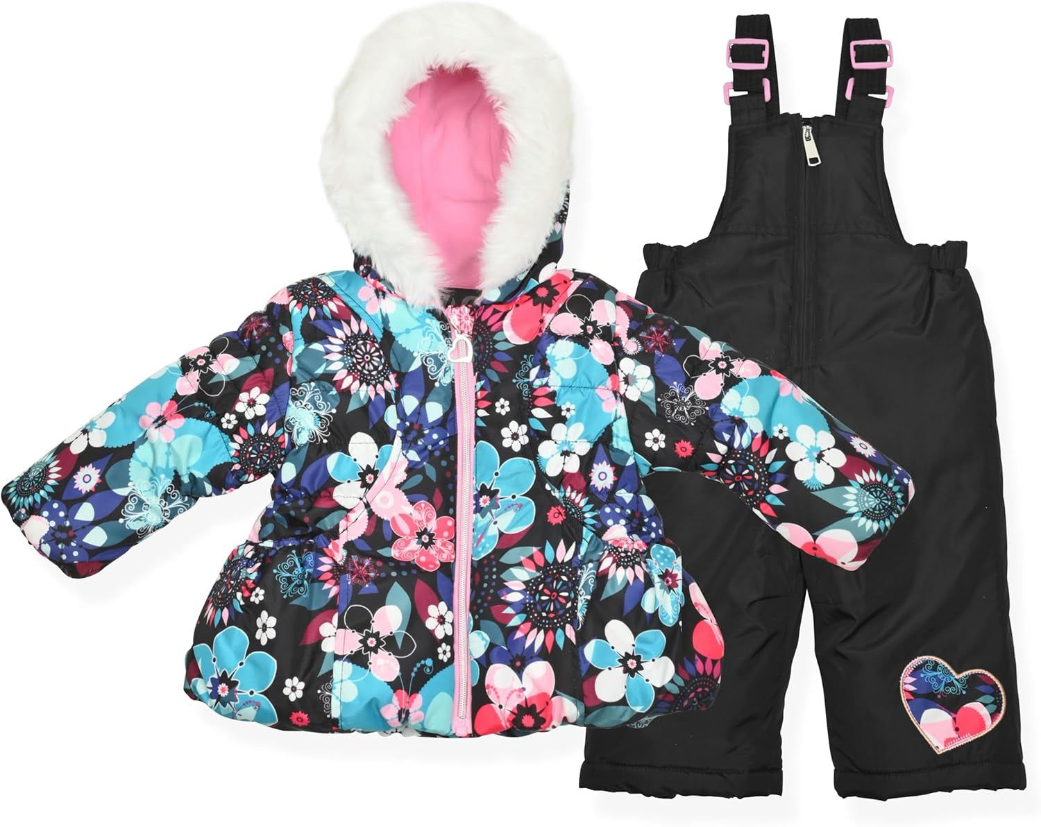 Little Girls Bib Snow Pants and Ski Jacket Water-Resistant