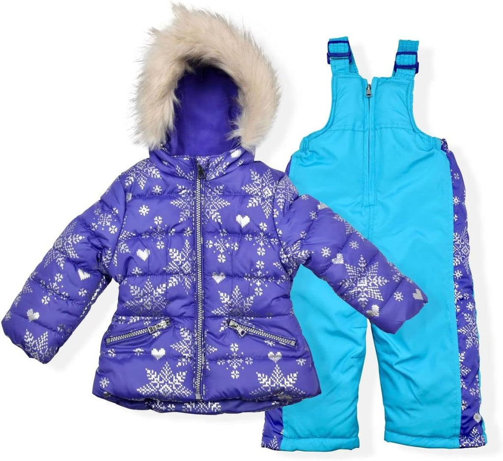 Little Girls Bib Snow Pants and Ski Jacket Water-Resistant