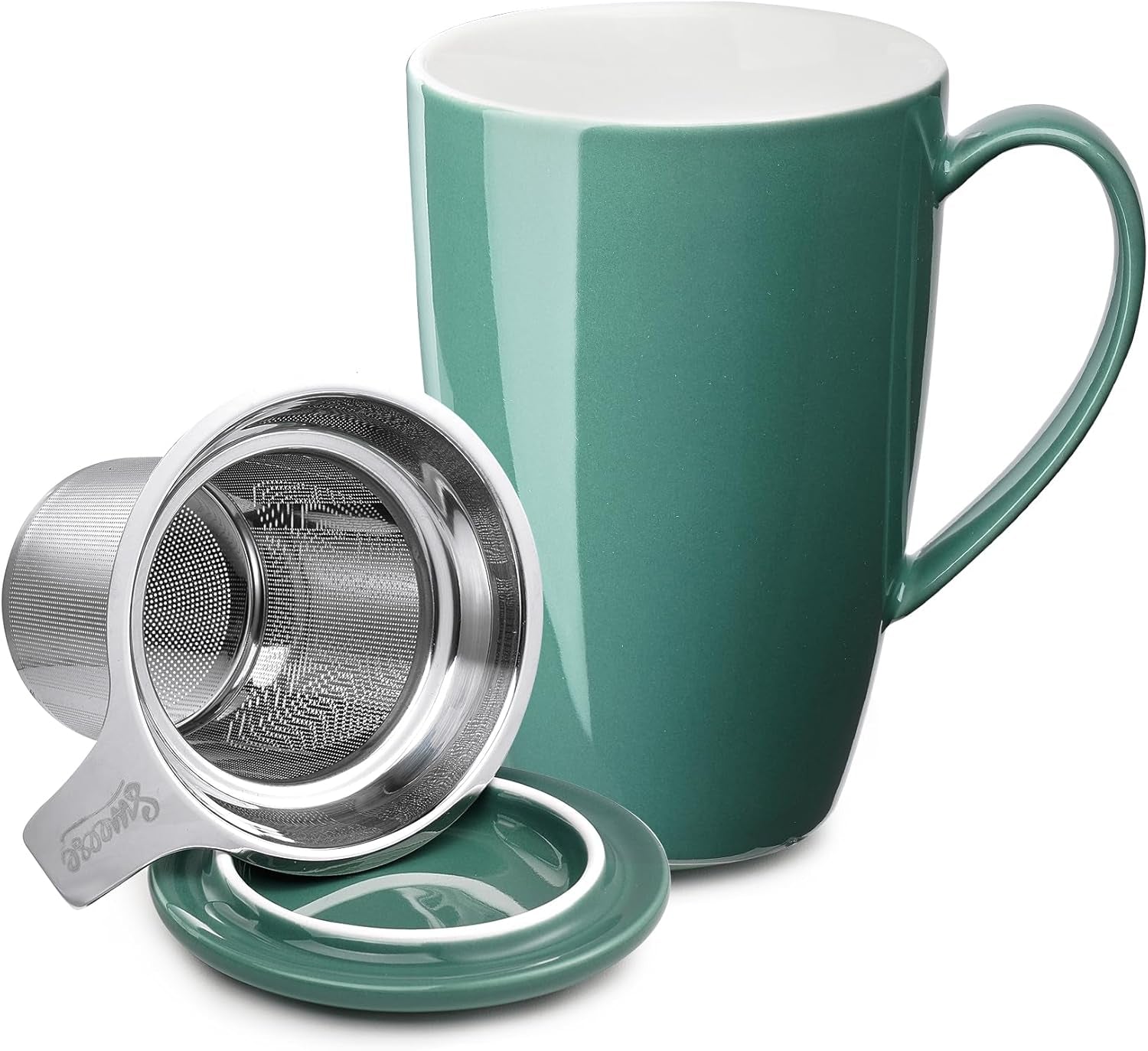 15 OZ Porcelain Tea Mug with Infuser and Lid