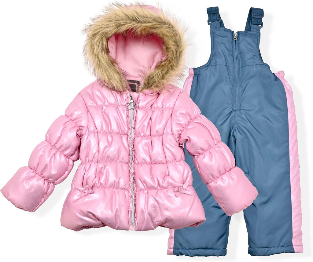 Little Girls Bib Snow Pants and Ski Jacket Water-Resistant