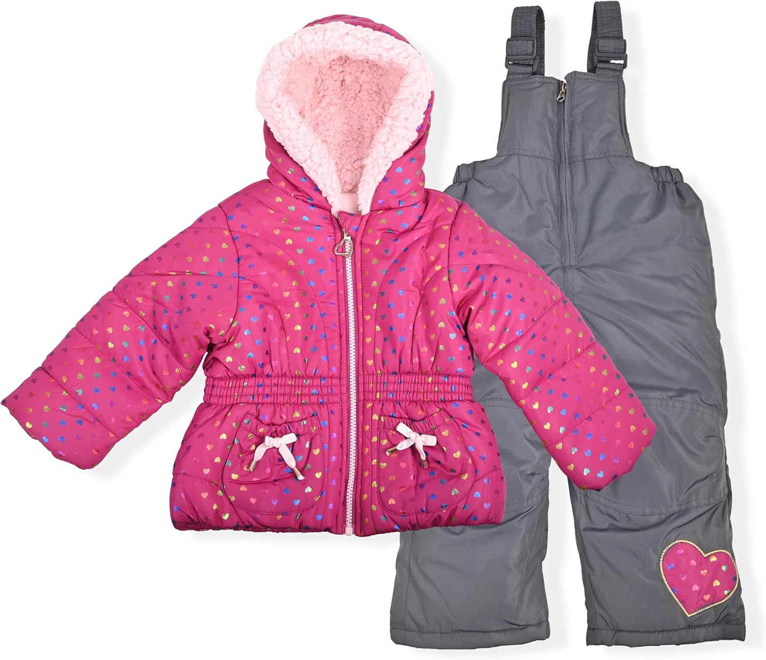 Little Girls Bib Snow Pants and Ski Jacket Water-Resistant