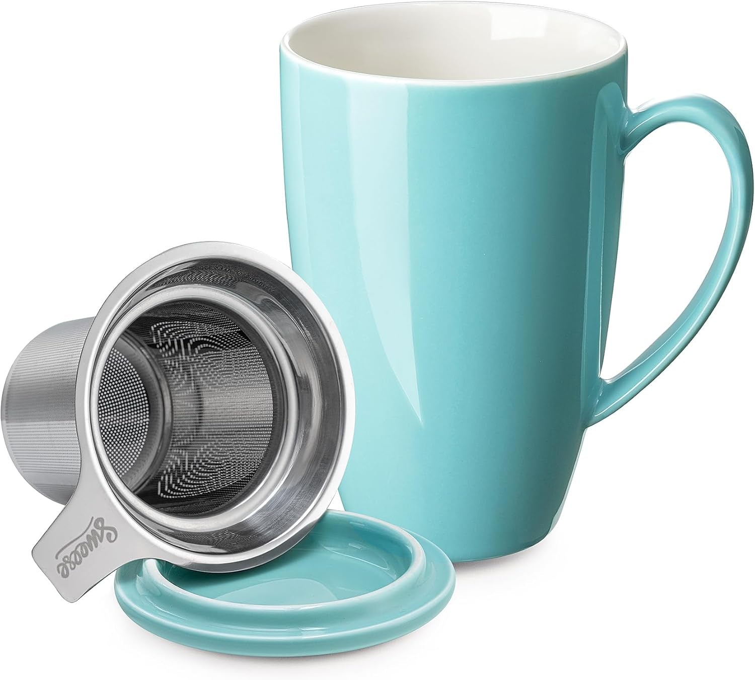 15 OZ Porcelain Tea Mug with Infuser and Lid