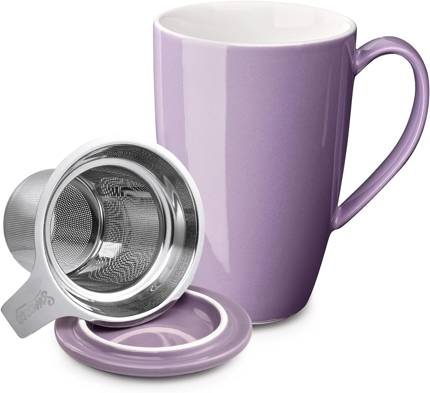 15 OZ Porcelain Tea Mug with Infuser and Lid